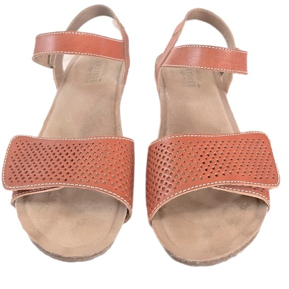 L'ARTISTE By Spring Step Lexy Leather Perforated Velcro Sandal Size 41 - Picture 3 of 6